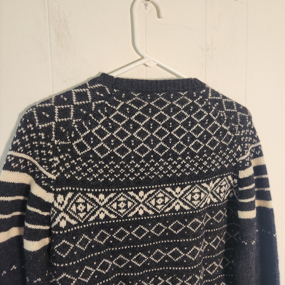 Vtg J G Hook Shetland Wool Black Cream Fair Isle Nordic Size 38 Small - Picture 8 of 16